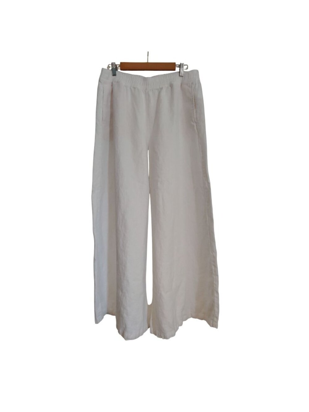 Lands End Womens XL Linen Wide Leg Pants Coastal Resort Beach Quiet Luxury